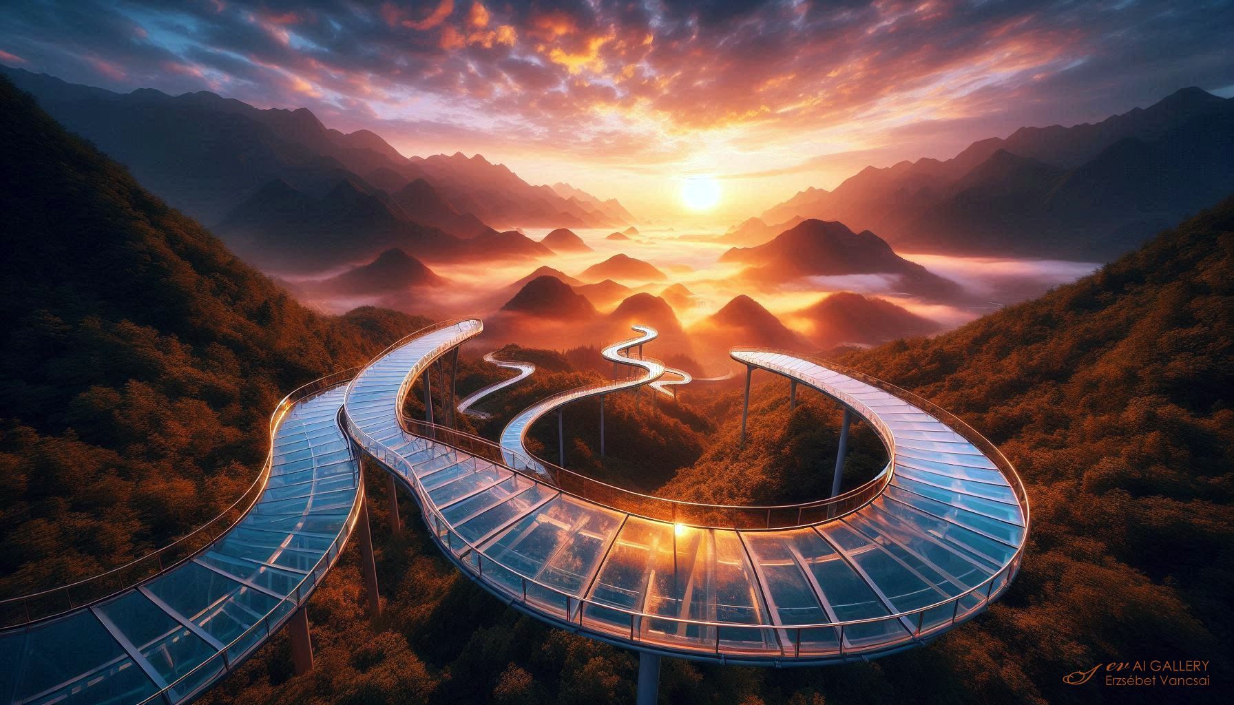 Üvegből készült út Kínában - Road made of glass in China.
