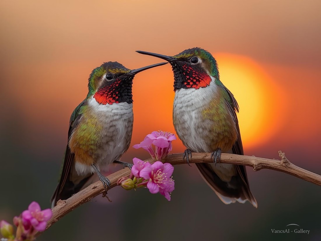A pair of hummingbirds
